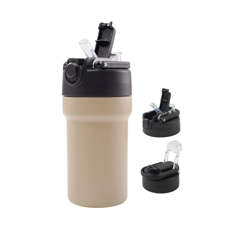Φορητό παγούρι-θερμός με καλαμάκι - 500ml - 219408 - Beige